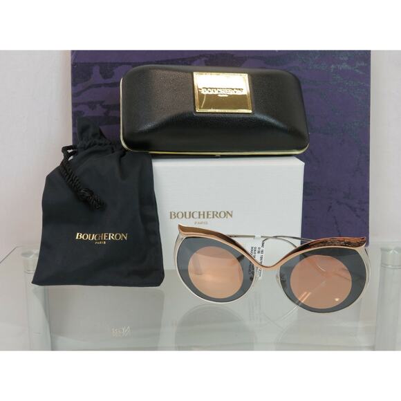 BOUCHERON GOLD SILVER BC01JS ROUND OWL LIMITED EDITION SUNGLASSES $ 940 ITALY main image 7
